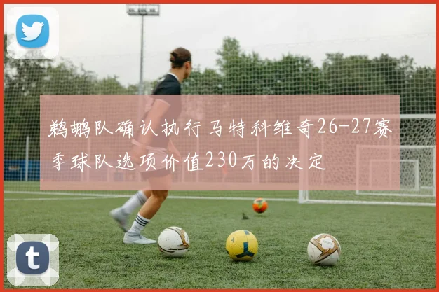 鹈鹕队确认执行马特科维奇26-27赛季球队选项价值230万的决定